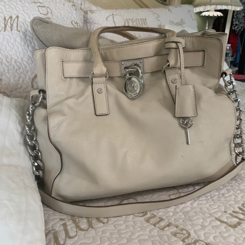 Michael Kors beige Leather Satchel